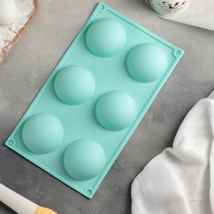 Форма силиконовая ПОЛУСФЕРА 6 ячеек.